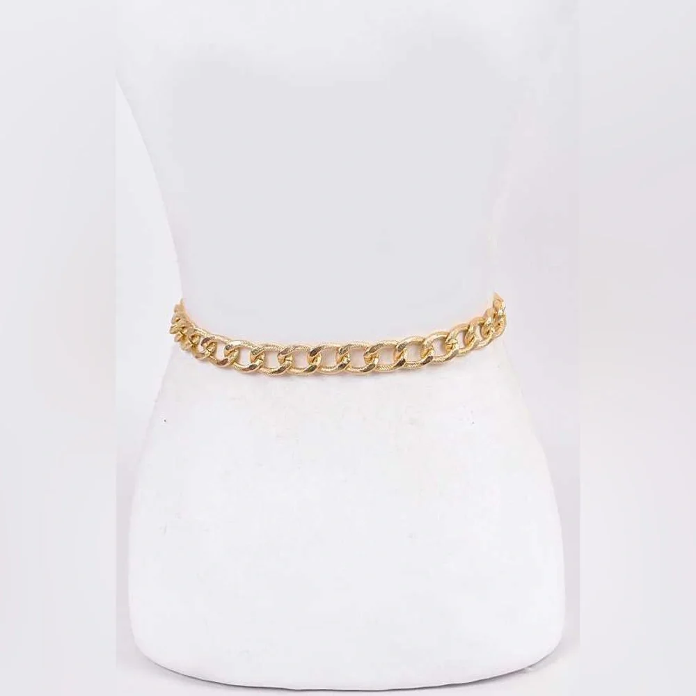 Vegan Leather Chain Statement Belt